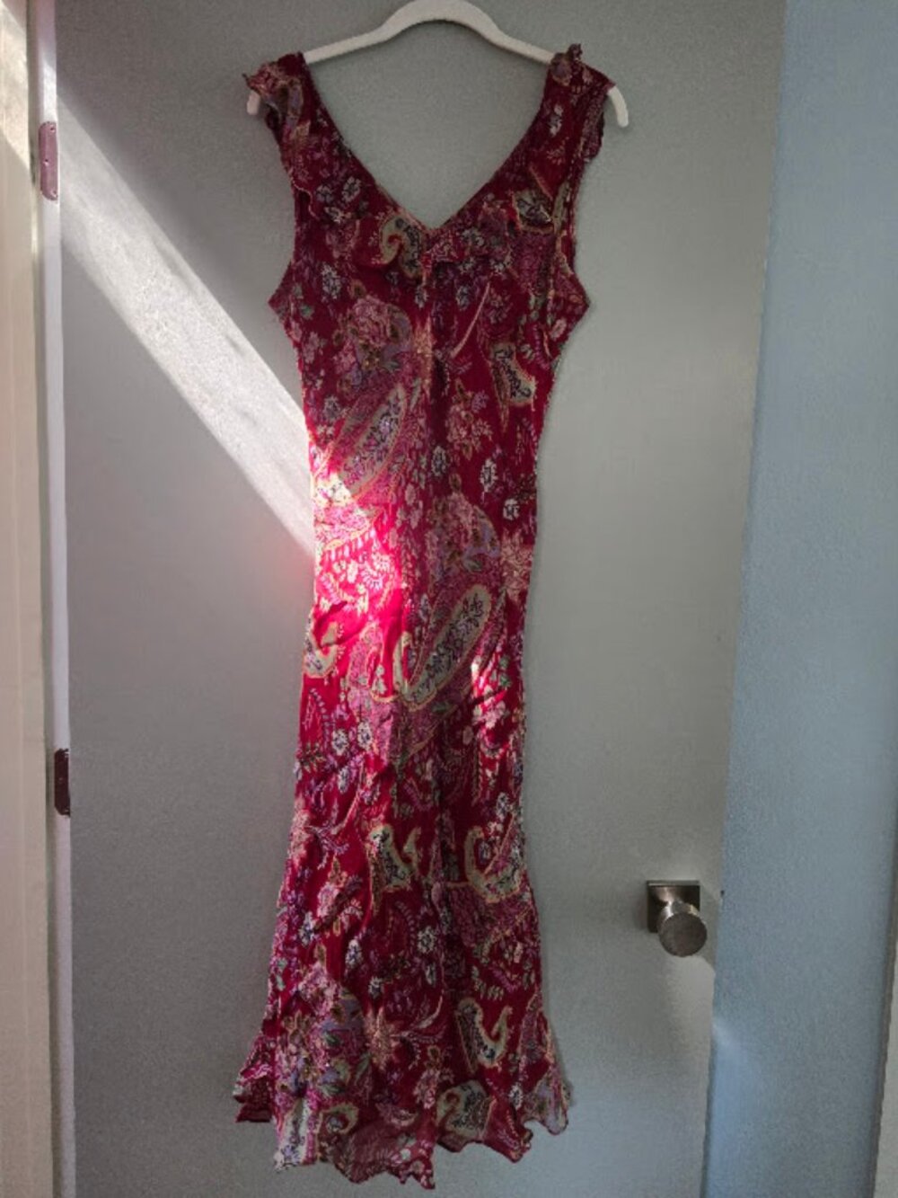 American Vintage Majick Large Y2K red beaded paisley dress